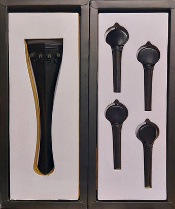 Hill model cello pegs and tailpiece set