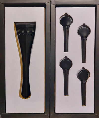 Hill model cello pegs and tailpiece set