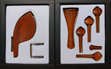 Swiss model violin pegs, tailpiece, end pin & chin rest set